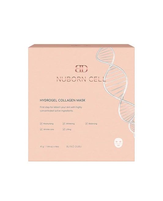 Nuborn Cell Hydrogel Collagen Mask | Advanced Stem Cell Face Mask for Dry Skin | 2% Niacinamide, Peptides, Collagen, and Hyaluronic Acid | Made in Korea, (4 masks) Pack of 1-BrightBean Baby
