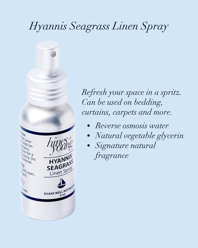 Hines+Young Travel Tins Gift Set - 4 oz Body Cream, 2 oz Linen Spray, Natural Lip Balm - Skin Care and Refreshing Home Fragrance, Ideal Self-Care Gift Set (Pack of 3, Hyannis Seagrass)-BrightBean Baby