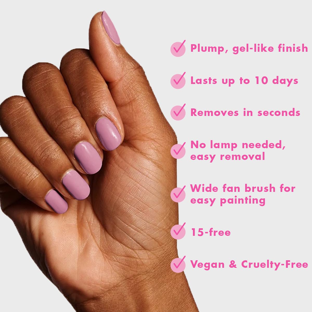 Olive & June Long Lasting Nail Polish | Plump Gel-Like Finish No Lamp Needed Lasts up to 10 days | Salon-Quality Color at Home | 15-Free, Vegan & Cruelty-Free Chip-Resistant Shine | World Lit, Mauve-BrightBean Baby