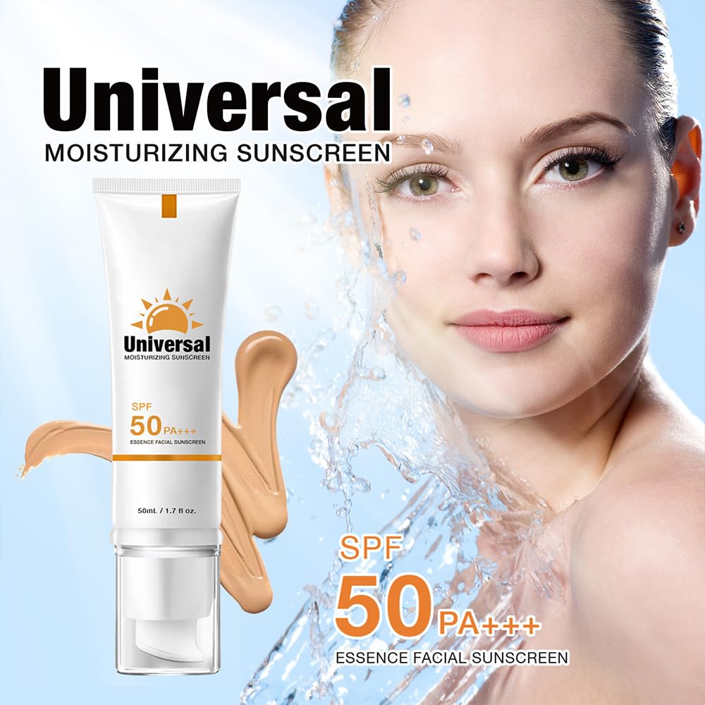 Tinted Sunscreen For Face SPF 50, 2 PCS Universal Protector Solar 50 Moisturizer, Hydrating Sun Essence Face Sunscreen, UV Defense, Travel Size, 50ml-BrightBean Baby