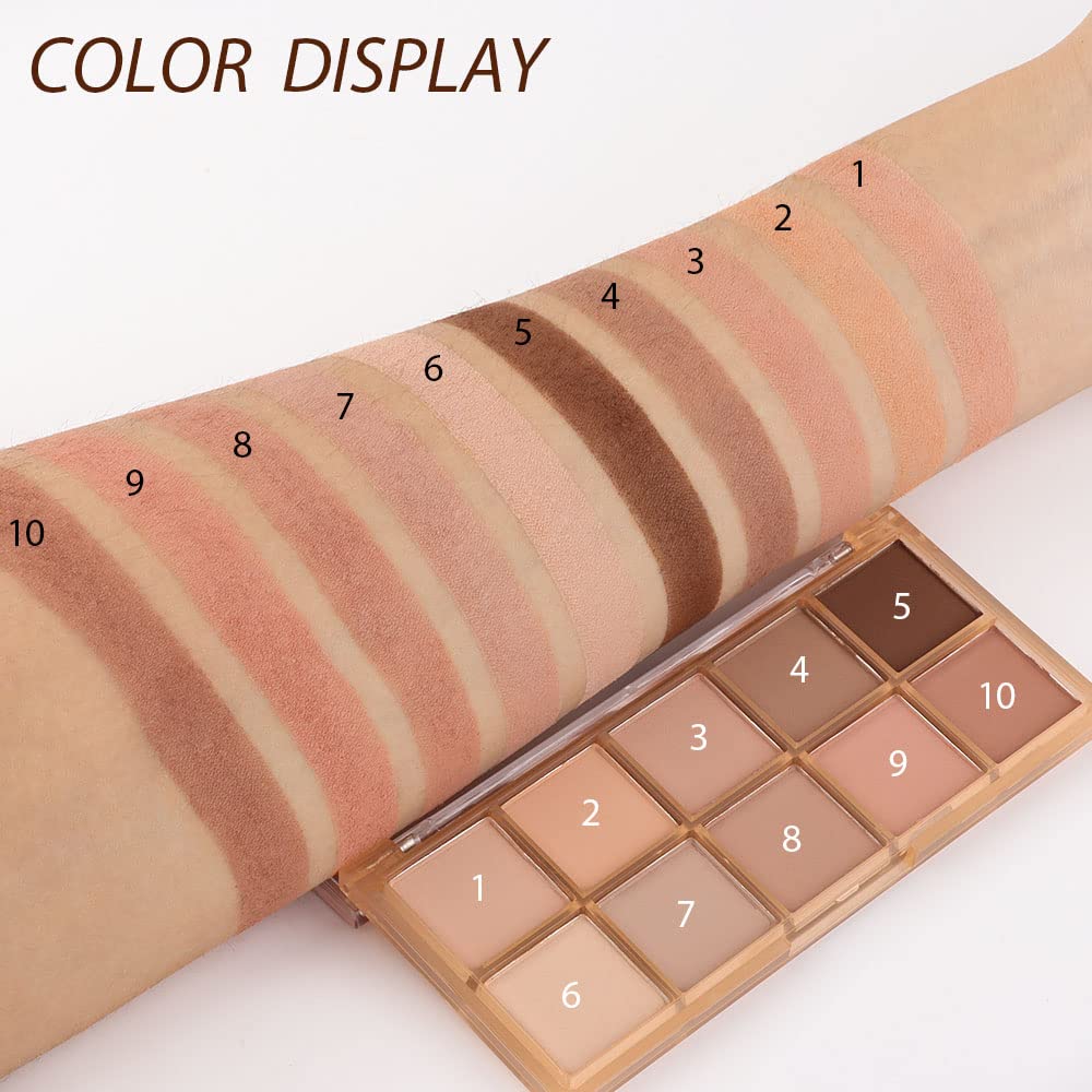 10 Colors Nude Pink Matte Eyeshadow Palette,Neutral Nude Eye Shadow Palette,Long Lasting Waterproof Travel Size Makeup Pallete,Vegan,Cruelty -free-BrightBean Baby
