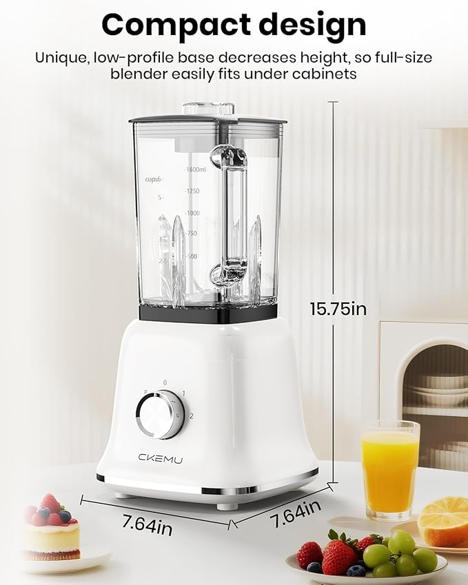 Professional Glass Blender for Smoothies - 58 Oz Jar 750W B02 White