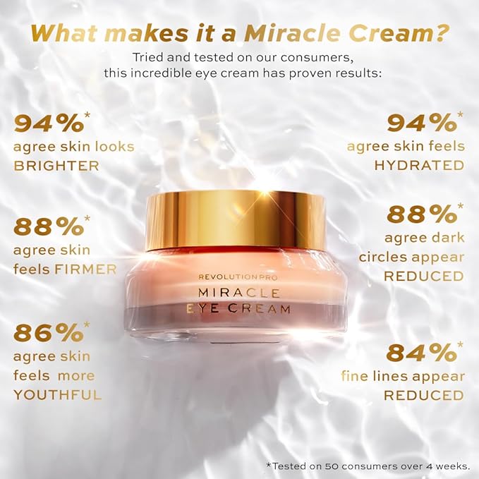 Revolution Pro, Miracle Eye Cream, Hydrating & Beautifying Eye Cream, Helps Dark Circles & Fine Lines with Vitamin C & Squalene, 0.5 oz-BrightBean Baby