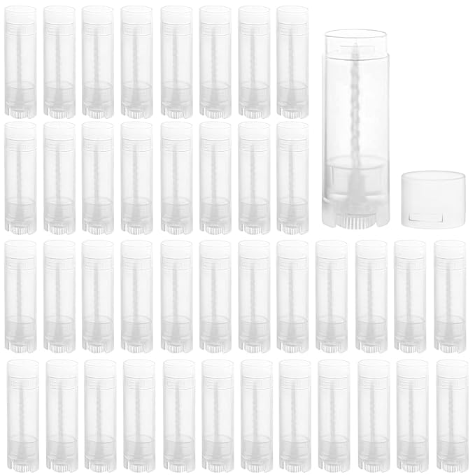 40 PCS 4.5g Oval Lip Balm Tubes Plastic Twist-up Filling Stick Refillable Lipstick Tube Containers for Chapstick Homemade Lip Balm DIY Deodorants Crayon (Clear)-BrightBean Baby