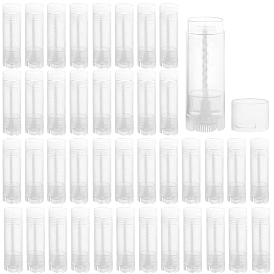 40 PCS 4.5g Oval Lip Balm Tubes Plastic Twist-up Filling Stick Refillable Lipstick Tube Containers for Chapstick Homemade Lip Balm DIY Deodorants Crayon (Clear)-BrightBean Baby