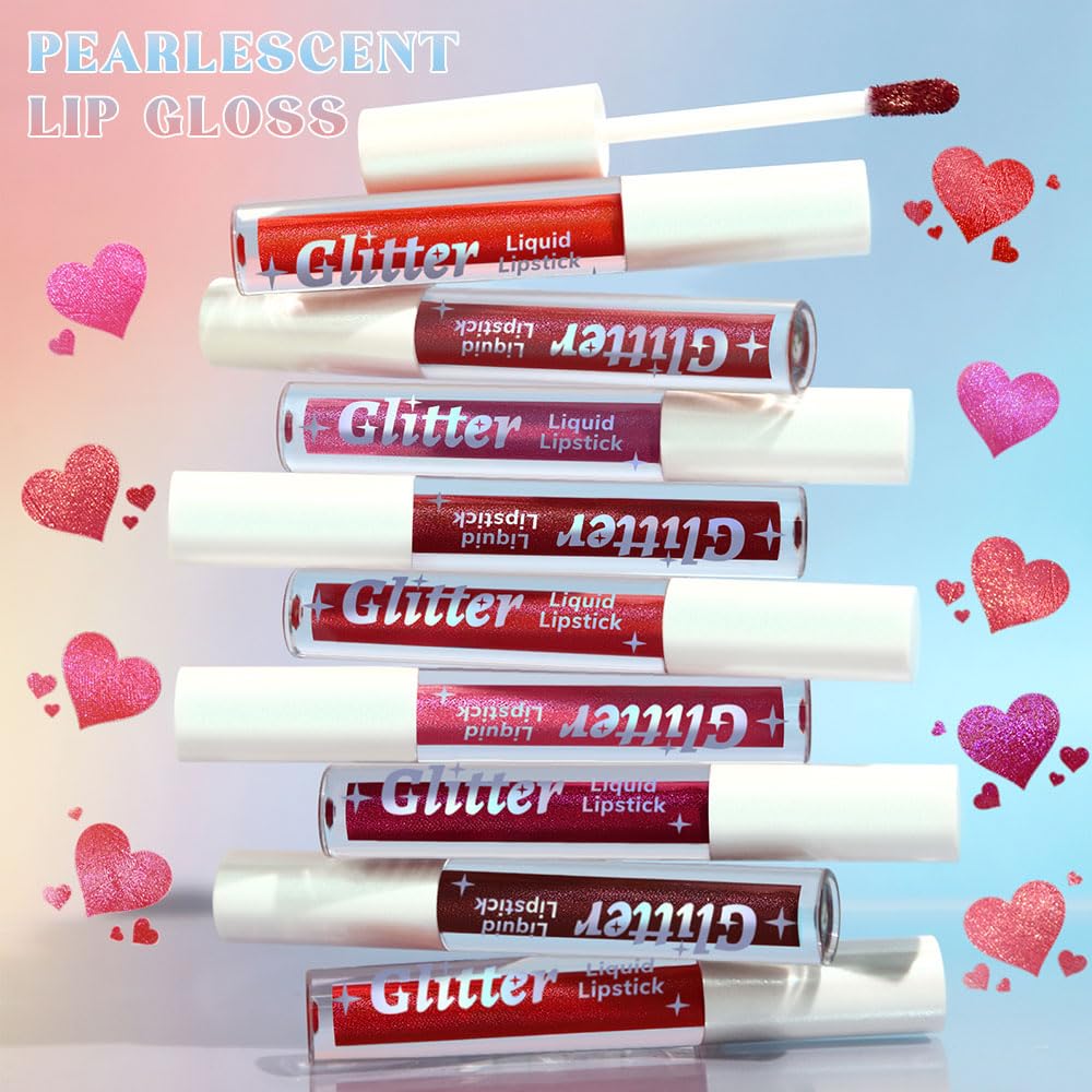 Rose Pink Metallic Lipstick for Women,Lightweight Glitter Sparkling Liquid Lipsticks,Shimmer Lip Gloss Stain Long Lasting Waterproof Smudge Proof Non-Drying 24 Hour Full Coverage Lip Makeup,Vegan-BrightBean Baby