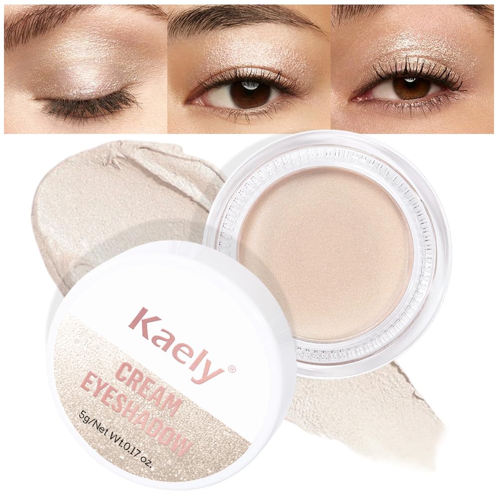 Kaely Single Cream Eyeshadow Pot, Creme Brulee Shimmer Eye Shadow for Older Women High Pigmented Waterproof, Natural Eyeshadow Palette Makeup Brightener, sombras en crema para ojos, Blendable, 705-BrightBean Baby