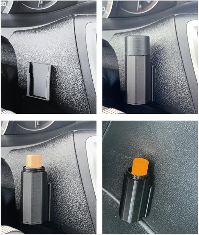 Lip Balm Holder with Car Mount Bracket and Screw Cap Lid for Carrying in Bags Pockets Fits Lip Balm and Lip Stick (1 Pk Blk)-BrightBean Baby