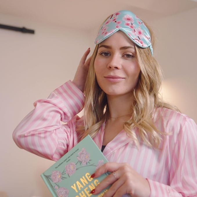 SMUG Satin Sleep Mask & Eye Mask | Travel Sleep Masks for Women & Men | Soft Sleeping Eye Mask to Nourish Skin & Reduce Dark Circles | Eye Sleep Mask Shades to Block Out Light | Cherry Blossom-BrightBean Baby