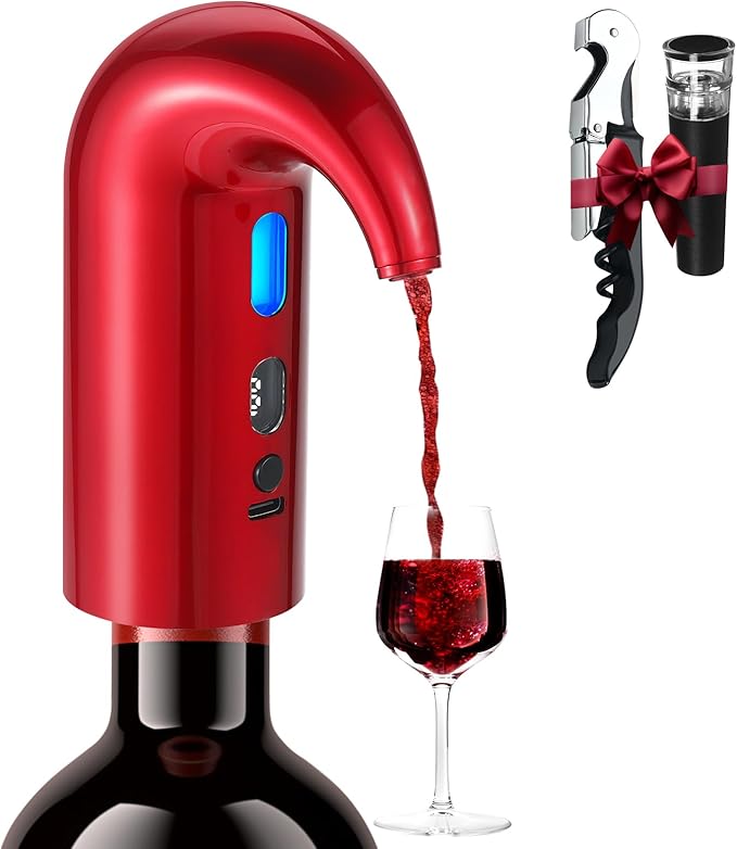 3-in-1 Electric Wine Aerator, Decanter & Dispenser Set – USB Rechargeable Automatic Wine Pourer, Ideal Gift for Wine Lovers