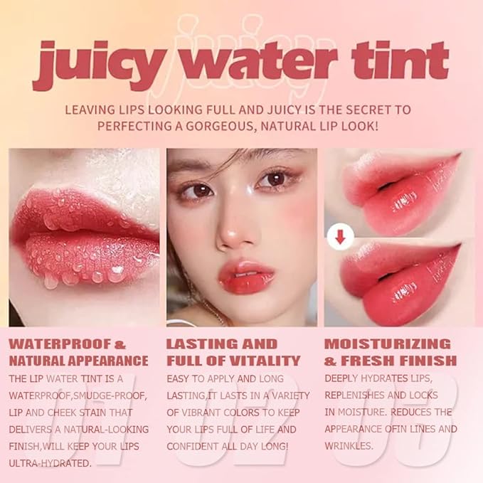 6 Colors Lip Tint Stain Set, Korean Velvet Watery Lip Stain Moisturizing Mini Liquid Lipstick, Multi-use Lip and Cheek Tint, Long lasting Non-Stick Cup Waterproof, Lip Color Makeup-BrightBean Baby