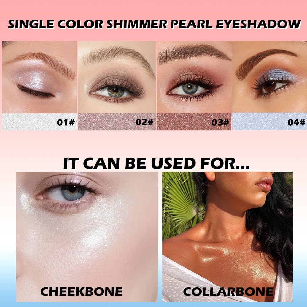 Light Blue Shimmer Single Eye Shadow Palette Makeup with Mirror,Neutral Powder Monochrome Eyeshadow for Older Women,Waterproof Long Lasting Naturing-Looking sombras para ojos-BrightBean Baby