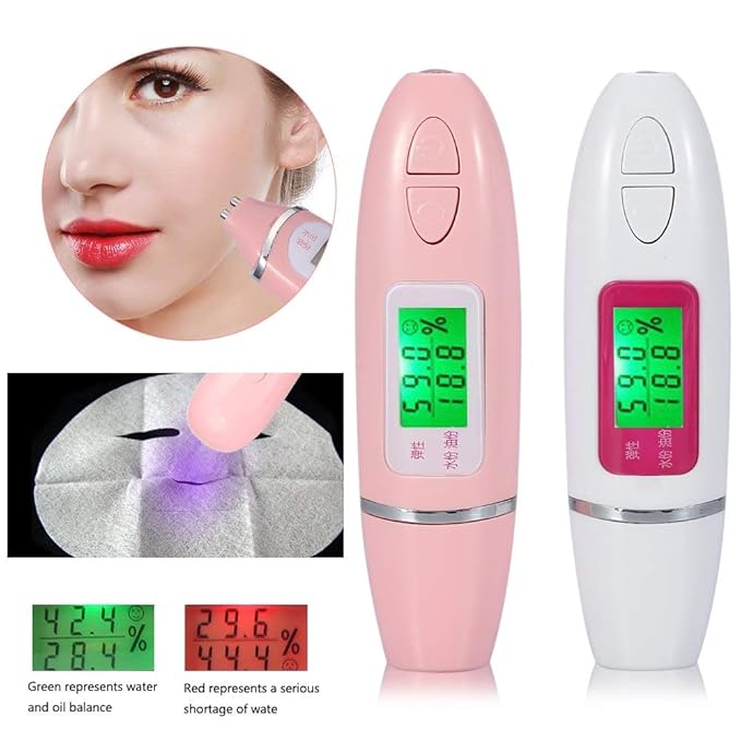 Skin Analyzer, Digital Skin Tester, LCD Display Precision Skin Sensor Tester, Handheld And Portable Facial Water Analyzer (White)-BrightBean Baby