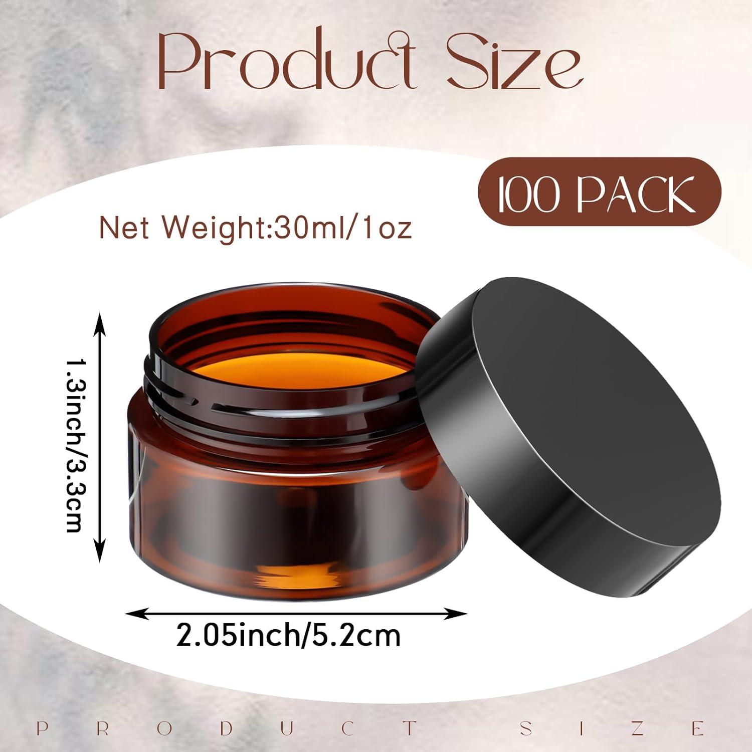 SATINIOR 100 Pcs Plastic Jars with Lids Small Containers Lids Wide Mouth Small Plastic Containers for Lotion Cream Rhinestones Body Butters Travel Storage(1 oz,Amber)-BrightBean Baby