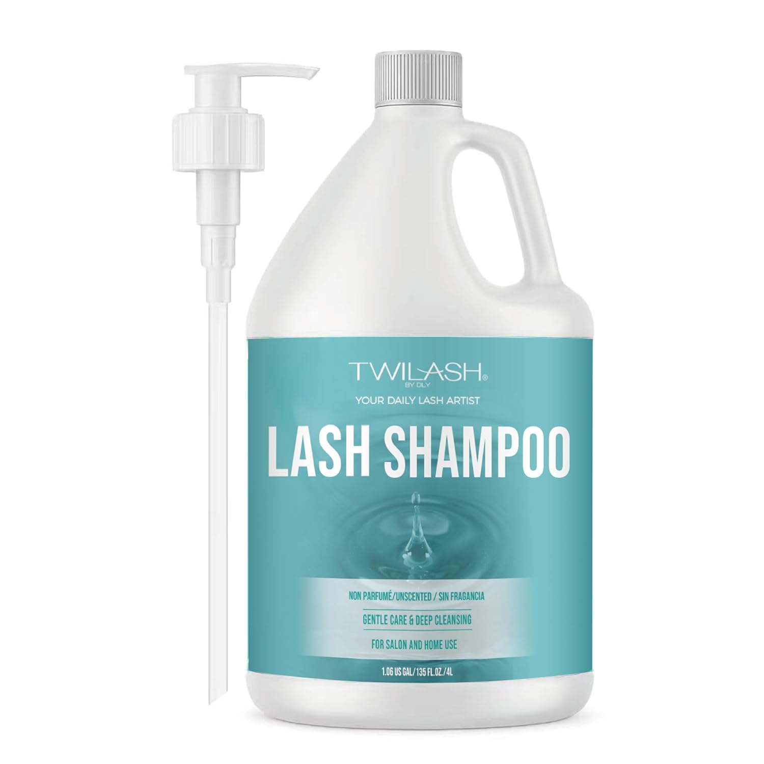 Lash Shampoo Bulk, Eyelash Cleanser for Extensions 4 Liters, Dispenser Pump, Safe Makeup Remover, Non-irritating or Burning Eyelid Foaming Cleanser for Professional Salon and Home Use (Unscented-4L)-BrightBean Baby