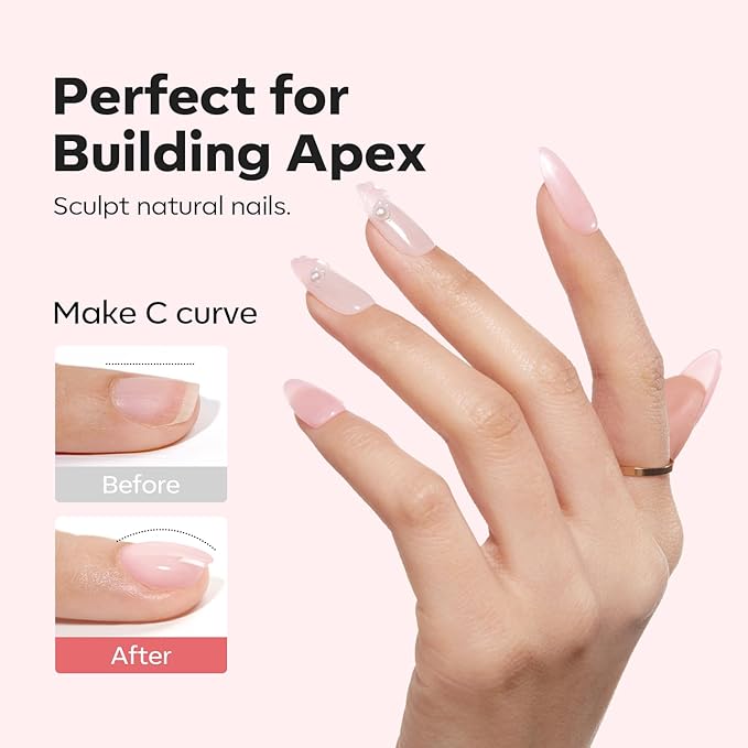 modelones Builder Nail Gel, 8-in-One Pink Shimmer Builder, Sparkle Glitter Pink Rubber Base Gel Polish LED Lamp Cured Hardener Color Base Strengthener Extension for Home DIY Salon Girls-BrightBean Baby