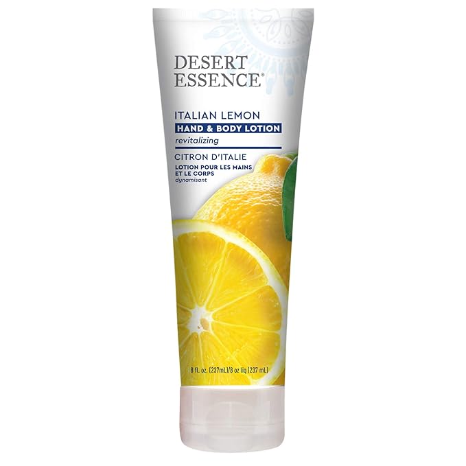 Desert Essence Italian Lemon Hand & Body Lotion - 8 Fl Ounce - Energizing - Shea Butter - Coconut & Jojoba Oil - Hydrate & Soften Skin - Refreshing - Aloe Vera-BrightBean Baby