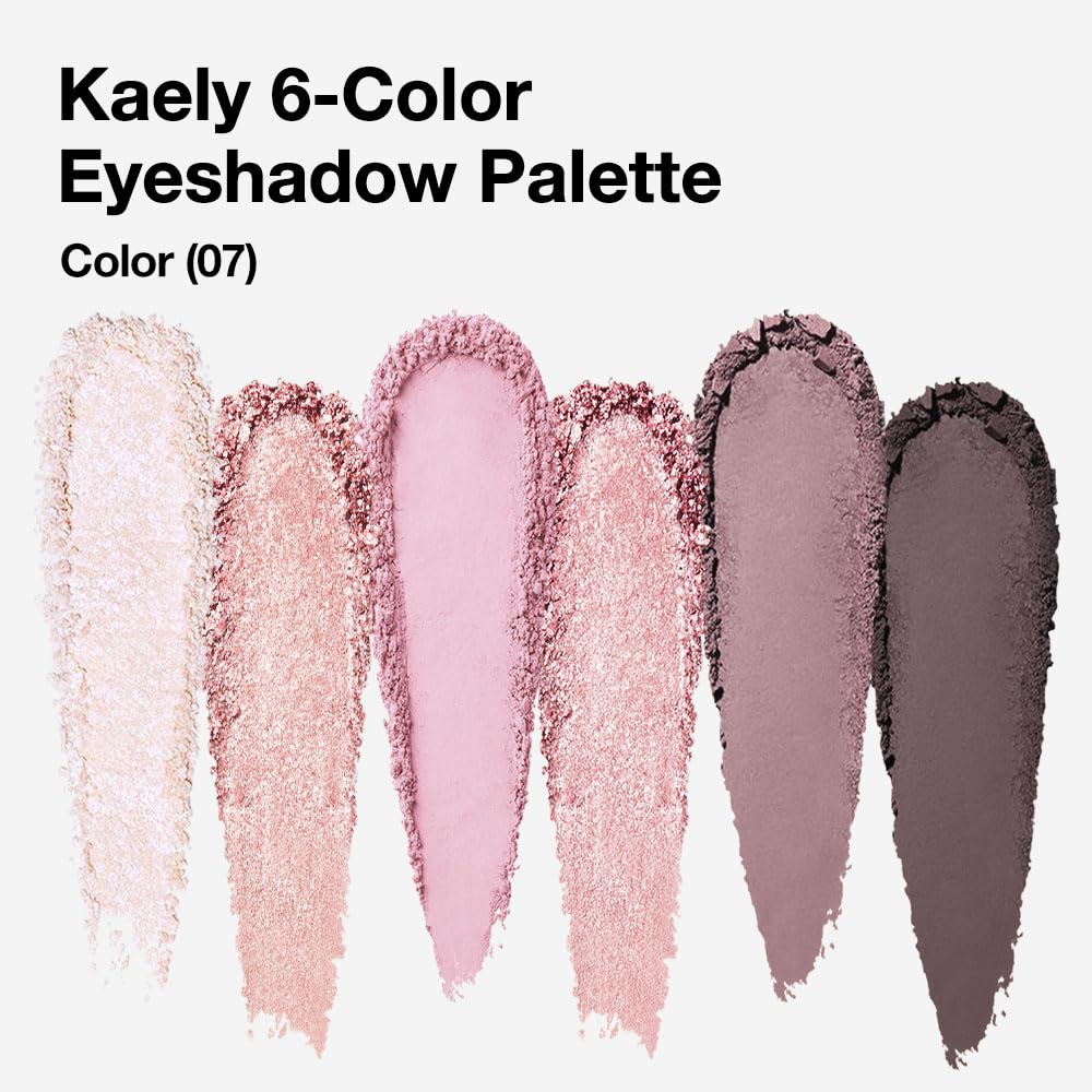 Kaely 6 Colors Mini Pink Eye Shadow Palette Makeup, Neutral Matte Shimmer Eyeshadow Palette for Older Women Highly Pigmented Waterproof, paleta de sombras de ojos, Vegan & Cruelty-free, 07-BrightBean Baby