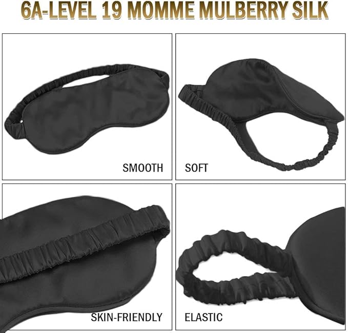 100% Natural Mulberry Soft Silk Sleep Mask, Light Blocking Eye Masks For Sleep, Night Blindfold Eye Mask Cover For Men And Women, Sleeping Night Mask For Travel (Pink)-BrightBean Baby