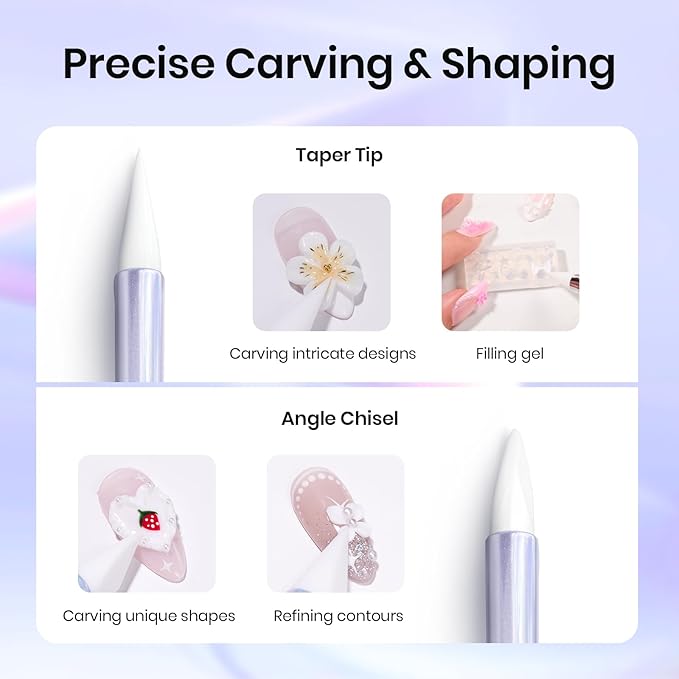 Beetles 5PCS Nail Art Dotting Tools Nail Art Sculpture Pen, Dual-Head Resin Nail Art Tools, Carving Drawing Tool, Silicone Brushes Set Pottery Clay Sculpting Tools Modeling Painting Tool DIY Art-BrightBean Baby