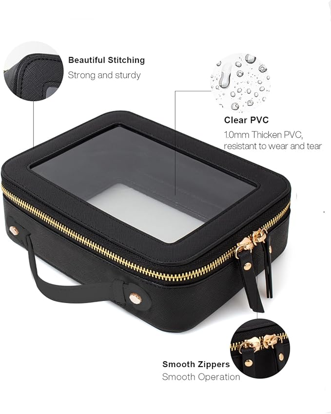 Clear Makeup Bag Small, TSA Approved Portable Toiletry Bag with Zipper Cosmetic Travel Bag Makeup Organizer Case Mini Makeup Pouch for Purse Car Organizer Bag for Women Men-BrightBean Baby