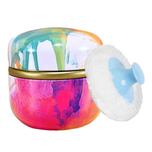 Body Powder Puff and Container, 3.35" Portable Dusting Powder Container with Soft Puff LoosePowder Case Box Jar with Lids for Baby Women Home and Travel Use-BrightBean Baby