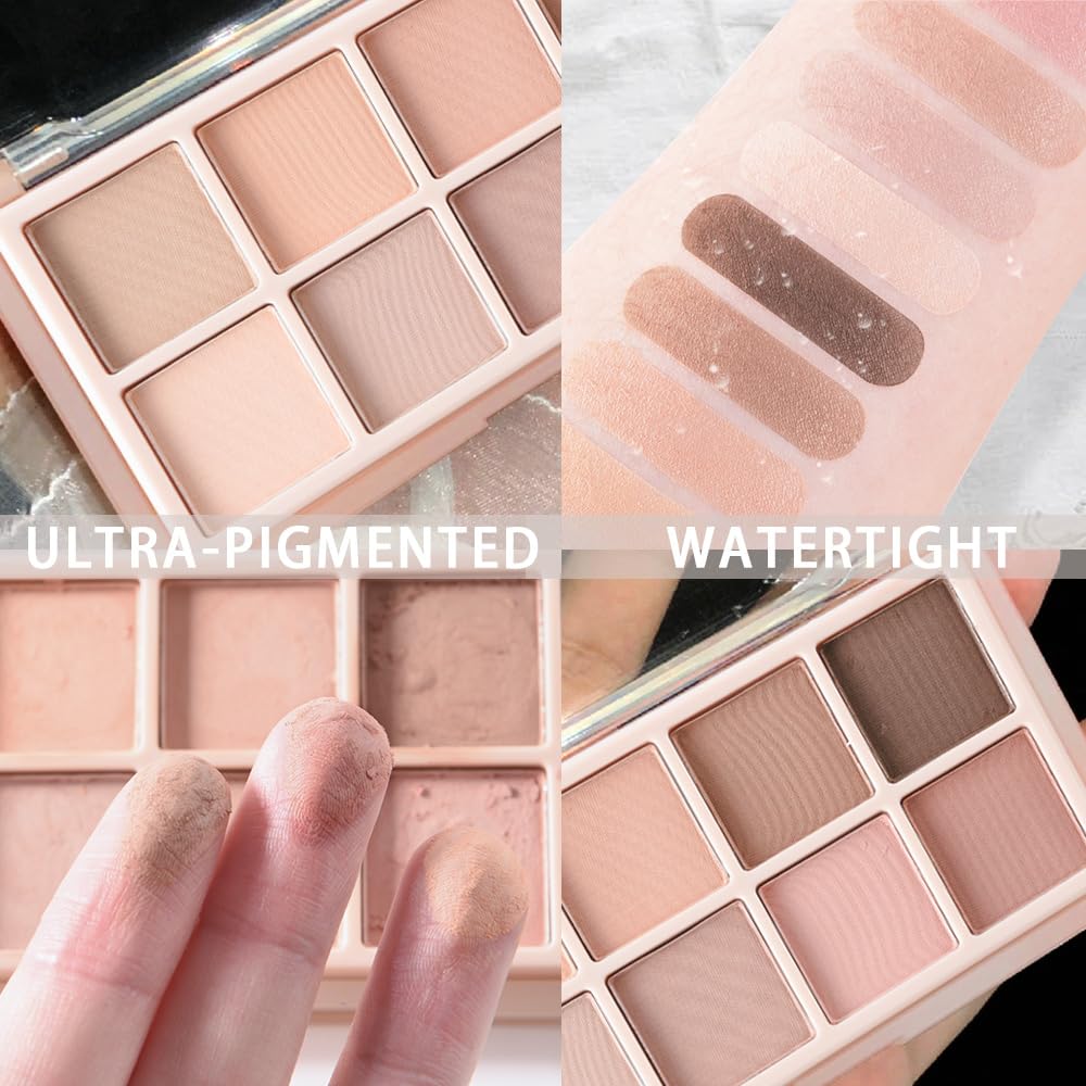 10 Color Matte Neutral Eyeshadow Palette - Nude Naked Beige Brown Shades, Blendable Long-Lasting, Vegan Cruelty-Free Natural Nude Eye Shadow Palette for Women, Professional Makeup Looks-BrightBean Baby