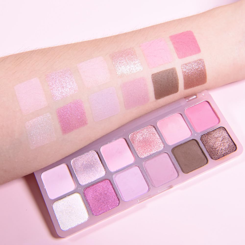 AMY'S DIARY 12Color Matte Purple Pink Eyeshadow Palette,Shimmer Eye Shadow Long-Lasting, and Highly Pigmented Elevate Your Eye Makeup-BrightBean Baby