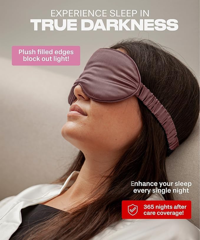 SUNDAYSILKS™ 3D Contoured Silk Sleep Mask | Padded Silk Eye Mask with Eye Cups for Lash Extensions | Blackout, Organic for Women & Men, Perfect for Travel, Slip-Free Deep Sleeping, Antifaz para Dormir-BrightBean Baby