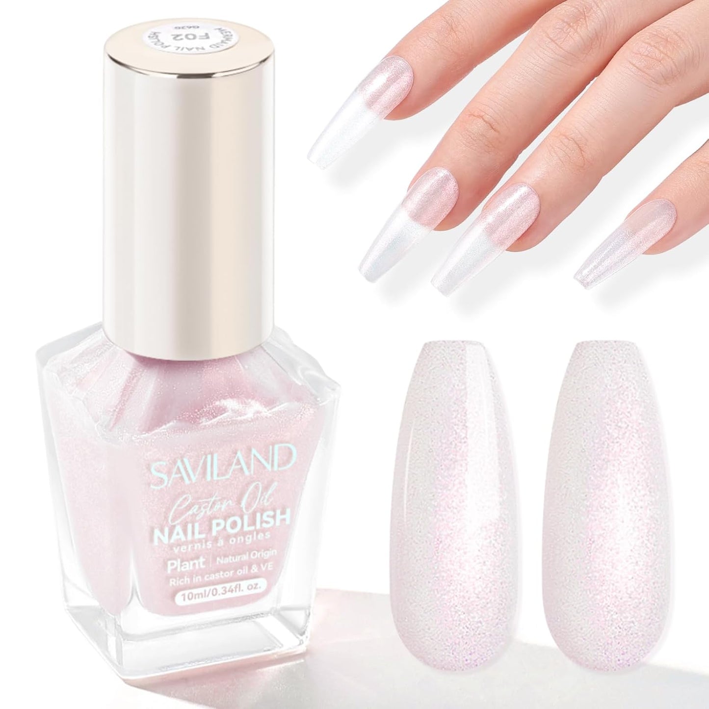 SAVILAND Color Artistry Pearl Pink Nail Polish: 7 Days Shimmer Aurora Finish Fingernail Polish Quick Dry Glitter Pink Fingernail Polish Regular Bulk Toe Nail Lacquer Non Gel DIY Home Women Manicure-BrightBean Baby