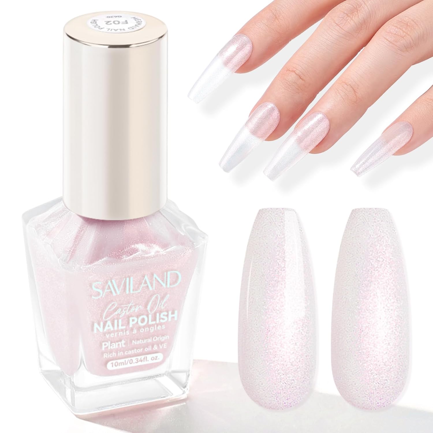 SAVILAND Color Artistry Pearl Pink Nail Polish: 7 Days Shimmer Aurora Finish Fingernail Polish Quick Dry Glitter Pink Fingernail Polish Regular Bulk Toe Nail Lacquer Non Gel DIY Home Women Manicure-BrightBean Baby