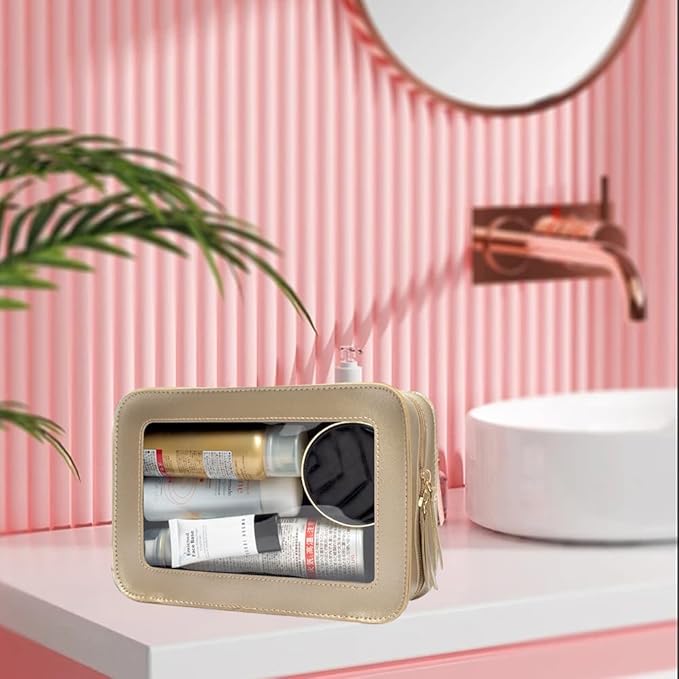 Clear Makeup Bag Small, TSA Approved Portable Toiletry Bag with Zipper Cosmetic Travel Bag Makeup Organizer Case Mini Makeup Pouch for Purse Car Organizer Bag for Women Men-BrightBean Baby