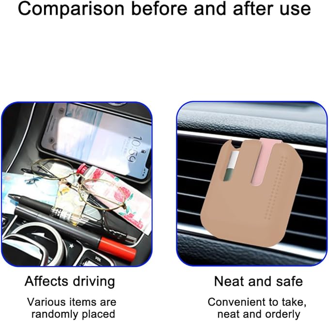 Holder for Car Air Vent, Upright Washable Lip Balm Protector for Women Girls, Auto Interior Space Saving Accessories, Universal for Vehicle, Truck and More（Brown）-BrightBean Baby