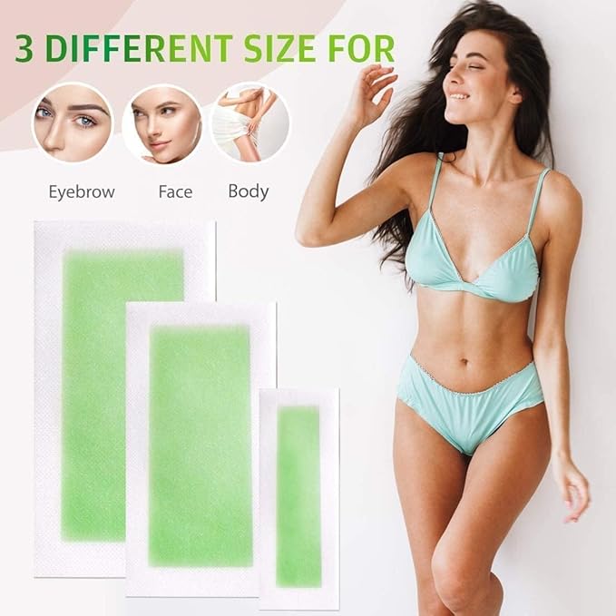 Wax Strips for Hair Removal: 80 Waxing Strips - Hair Removal Wax - Brazilian Wax Kit for Women - At Home Waxing Kit for Women - Body Legs Arms Chest Back Bikini - Bikini Hair Removal - 3 Sizes-BrightBean Baby