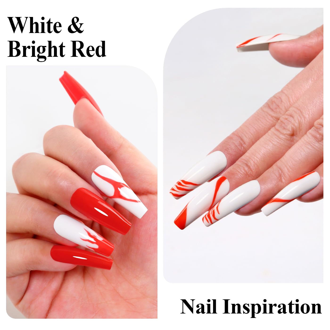 Imtiti Gel Nail Polish Kit, 2 Pcs 10ml Bright Red & White Colors Gel Polish Soak Off UV LED Spring Summer Red Gel Polish Nail Art Manicure Salon DIY Design Gel Nail Kit-BrightBean Baby