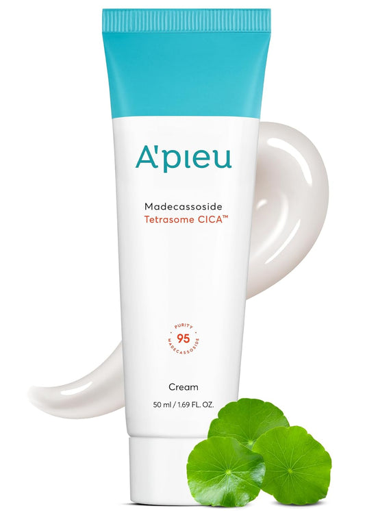A'PIEU Madecassoside Tetrasome Cica Cream 1.69 fl oz/ 50ml - Upgraded Absorption, Enhanced Skin Barrier, Calming Effects - Centella Asiatica, Asiaticoside, Asiatic Acid-BrightBean Baby