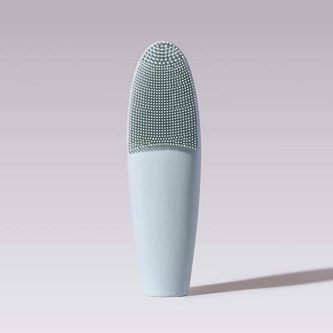 LOLLIPOP Dual-Sided Facial Cleansing Brush | Handle Size Silicone Face Exfoliator and Soft Fiber Cleanser | Manual Face Scrubber for Pores, Makeup Removal, Blackhead and Skincare Routine, Oceanic-BrightBean Baby