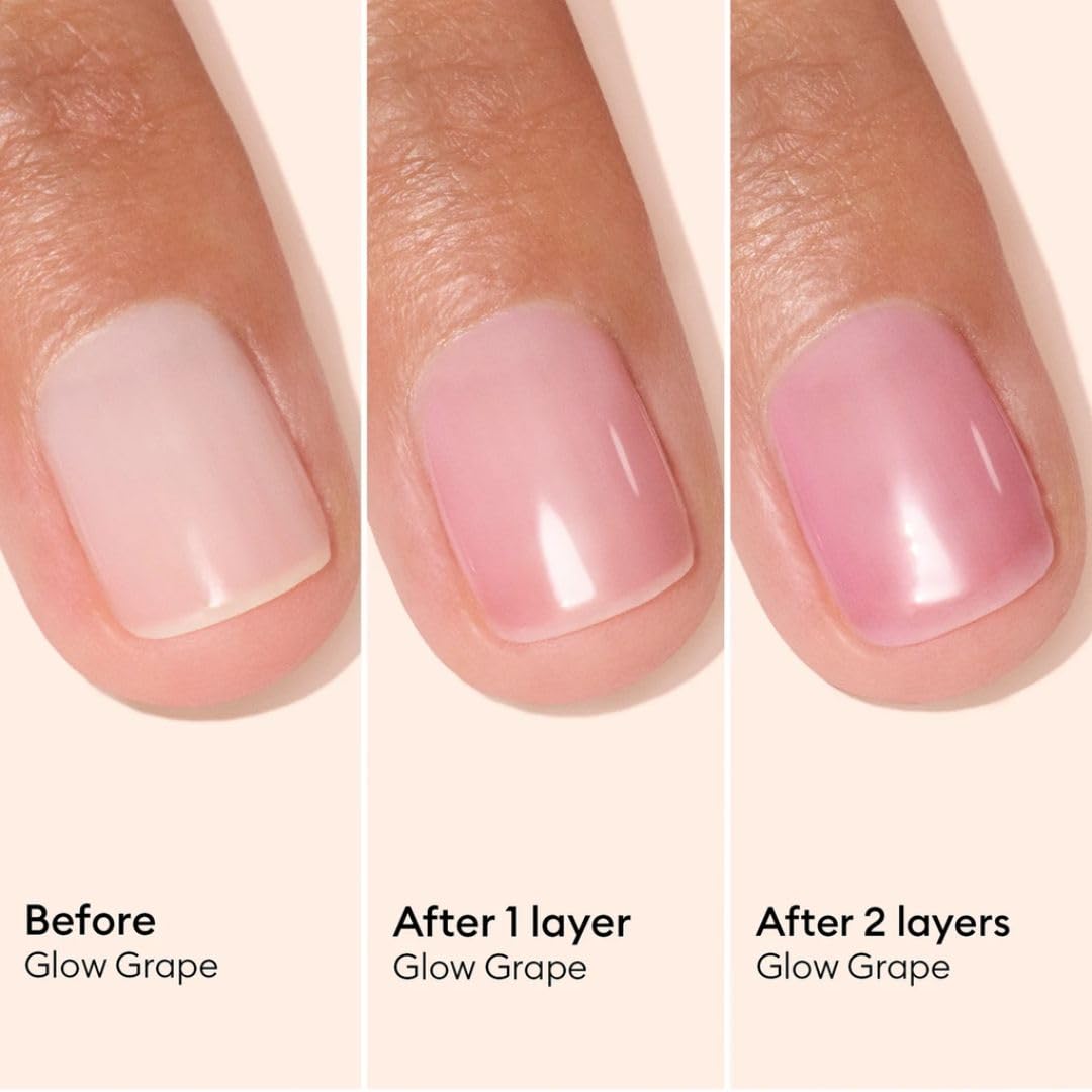 Manucurist Active Glow Grape All-in-One Perfecter Nail Polish & Care - No Lamp - Vegan & Made in France Ultra-Glowy Lilac Mirror-Like Shine - Nail Concealer & Care - Plant-Based Ingredients-BrightBean Baby