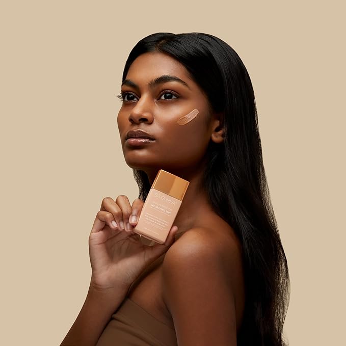 Sigma Beauty Skin Perfector – Hydrating Skin Tint Foundation for Lightweight, Buildable Coverage, With Hyaluronic Acid, Niacinamide Serum, and More (5 Dark Golden Tint, 1.12oz)-BrightBean Baby