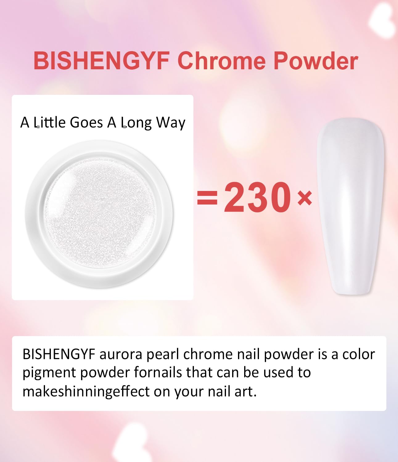 Pearl Chrome Nail Powder BISHENGYF -【Metallic Mirror Effect】Magic Mirror Silver Chrome Nail Powder White Aurora Mermaid Iridescent Nail Chrome Powder Glitter Pigment Dust For Nail Art Decroation DIY-BrightBean Baby