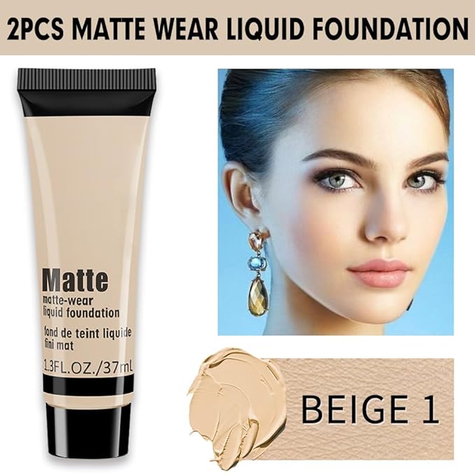 1 Pack Liquid Foundation Cream for Face Makeup,Durable Full Coverage Matte Concealer Make Up,Oil Control & Waterproof Base Primer -1 Fl.Oz (BEIGE 3#)-BrightBean Baby