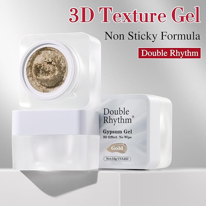 Double Rhythm 3D Nail Gel Solid Sculpting Gel for Nail Art Non-Sticky Hard Gel for Building Carving Molding Nail Extension Soak Off UV/LED Salon Home DIY 0.5 Oz (Gypsum Dark Gold)-BrightBean Baby