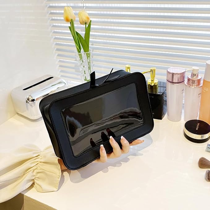 Clear Makeup Bag Small, TSA Approved Portable Toiletry Bag with Zipper Cosmetic Travel Bag Makeup Organizer Case Mini Makeup Pouch for Purse Car Organizer Bag for Women Men-BrightBean Baby