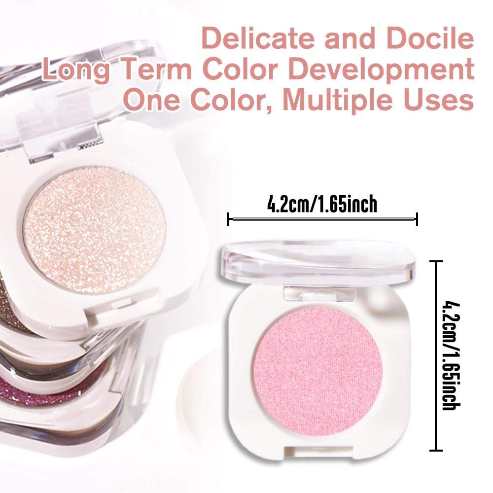 Single Glitter Shimmer Sparkle Eye shadow Palette Makeup, Pink Shimmer Eyeshadow for Women, Pigmented Waterproof Sombras Para Ojos, Vegan, Talc, Paraben & Cruelty Free, 29-BrightBean Baby