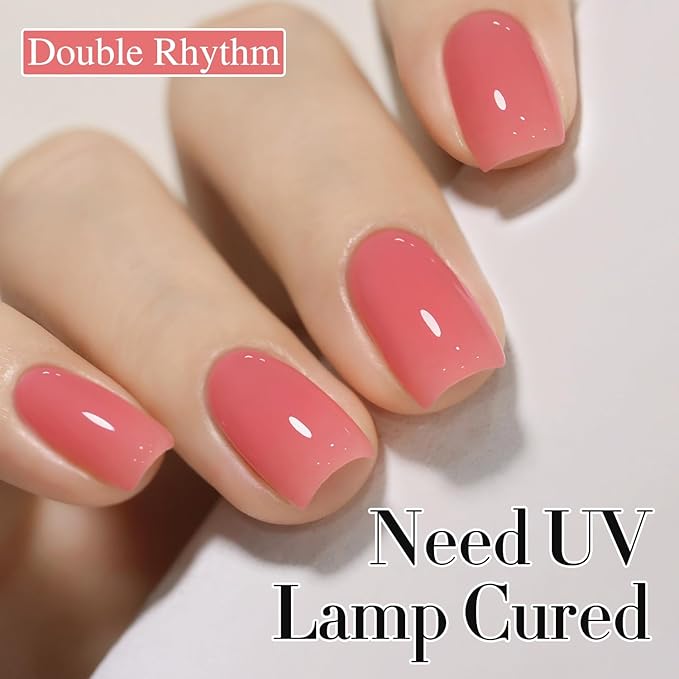 Double Rhythm 0.5Oz Translucent Gel Polish Sheer Neutral Natural Light Milky Same Color Same Bottle 15ML Jelly Gel Polish Art DIY at Home (Pink Rose-A1382)-BrightBean Baby