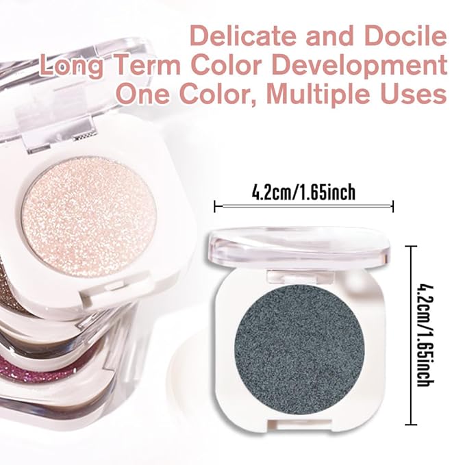 Dark Teal Green Single Shimmer Eyeshadow Makeup, Neutral Powde Eye Shadow for Women, Teal Green Glitter Singles Eyeshadow Palette Pigmented Waterproof, sombras para ojos, Girls Eyeshadows Gift-BrightBean Baby
