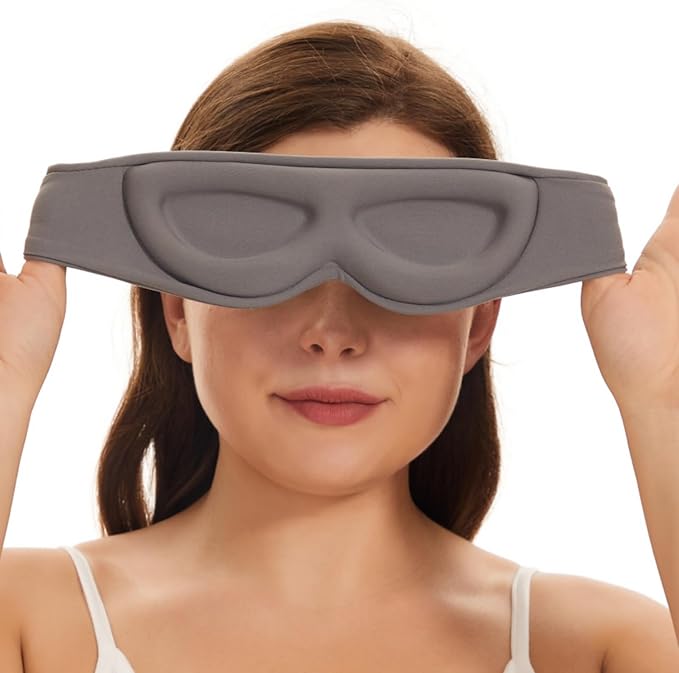 ALASKA BEAR Sleep Mask for Side Sleepers Patented Design, Cup-Shaped and Extra-Soft, 100 Blackout Eye Mask Shades Cover for Men and Women Home or Travel, Machine Washable, Dark Grey-BrightBean Baby