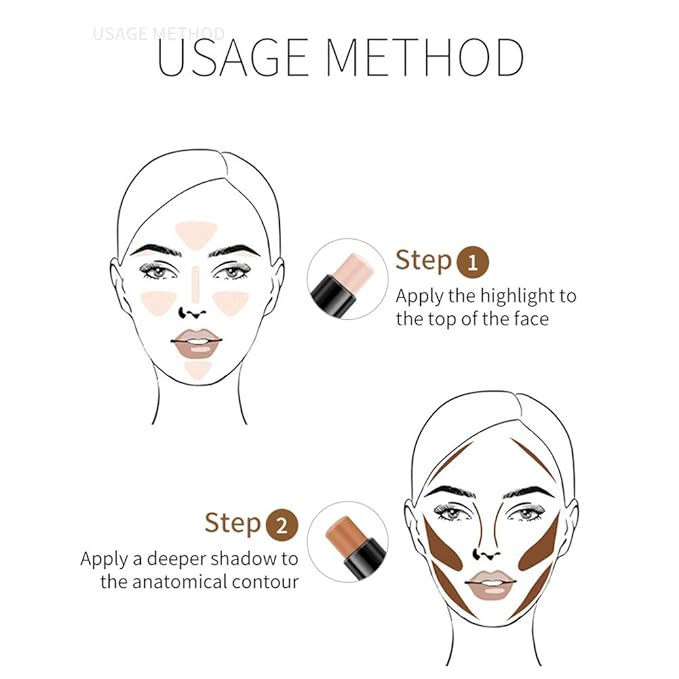 MEICOLY Cream Contour Stick Trio,Bronzer Highlighter Stick,2 in 1 Double Head Facial Repair Concealer Stick,3D Body Makeup Shading Trimming Stick,Smooth Gliding Face Illuminator Makeup,6 Colors-BrightBean Baby