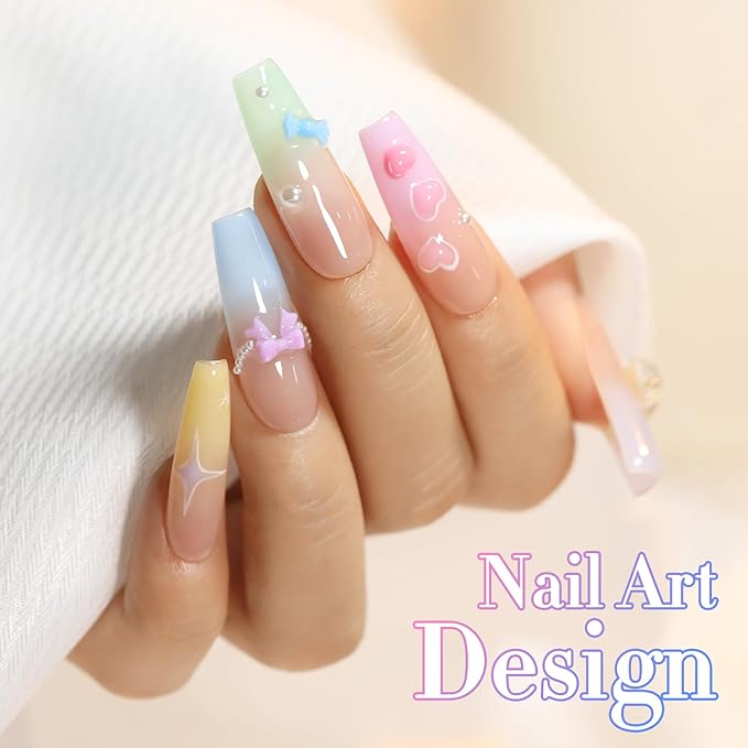 Double Rhythm 6 Pcs 15 ML Gel Polish Set Same Color Same Bottle Soak Off Gel Polish Kit Nail Art Manicure Salon DIY at Home for Women (Jelly Pink Purple Green Yellow Blue-T6-22)-BrightBean Baby