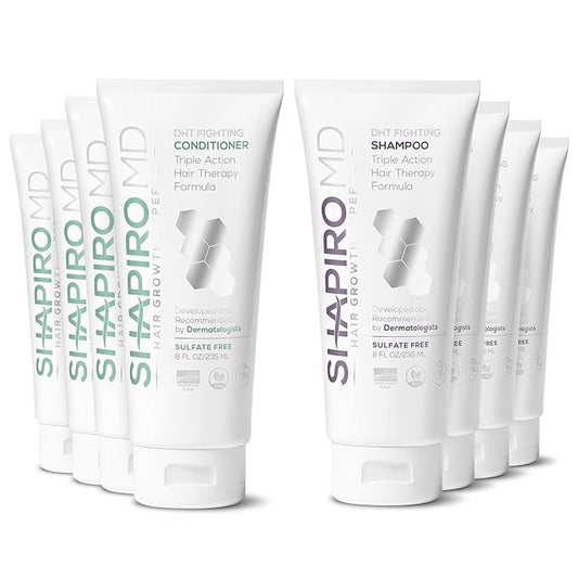 Shapiro MD Hair Growth Experts Hair Loss Shampoo and Conditioner, DHT Fighting Vegan Formula for Thinning Hair Developed by Dermatologists, Experience Healthier, Fuller Thicker Hair, 4 Month Supply-BrightBean Baby